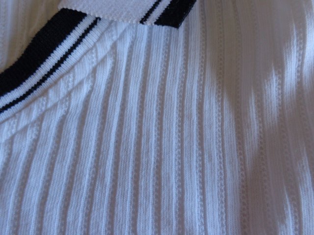 #Shirt mit Polokragen, Rippenshirt, weiß, Gr. 36 bzw. ca. Gr. S