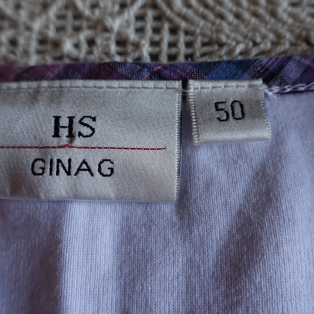 Top, Trägerhemd, Hemd, Shirt, weiß mit buntem Paspelrand, Gr. 50