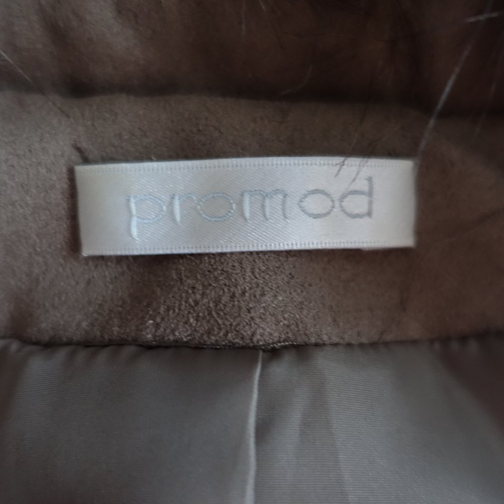 Weste, Wildleder-Weste, braun, mit Kunstfell, Gr. 34 bzw. ca. Gr. XS, Promod