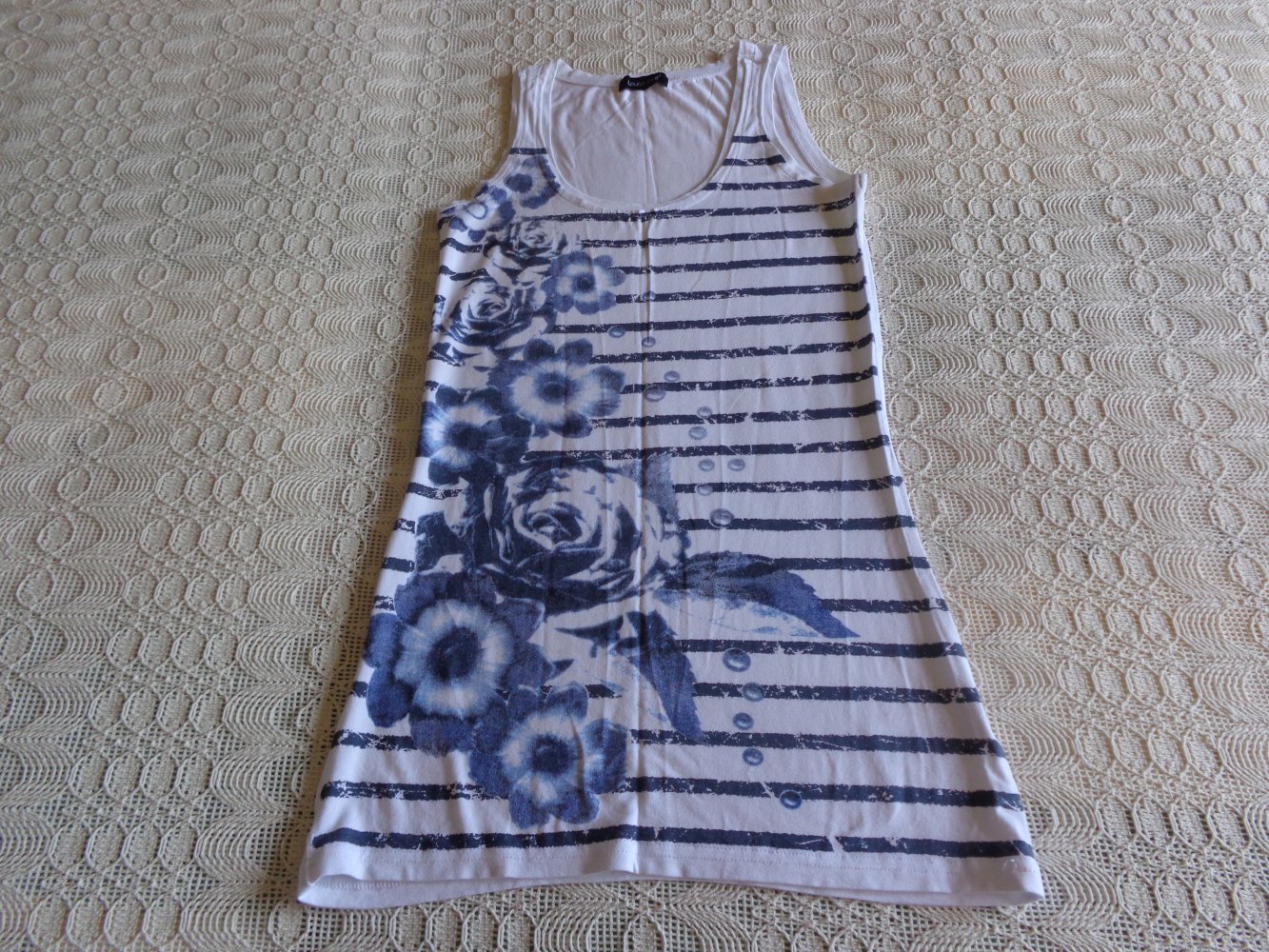 Vintage - Top, Shirt, Longtop, Gr. 32 bzw. ca. Gr. XXS, weiß/bunt