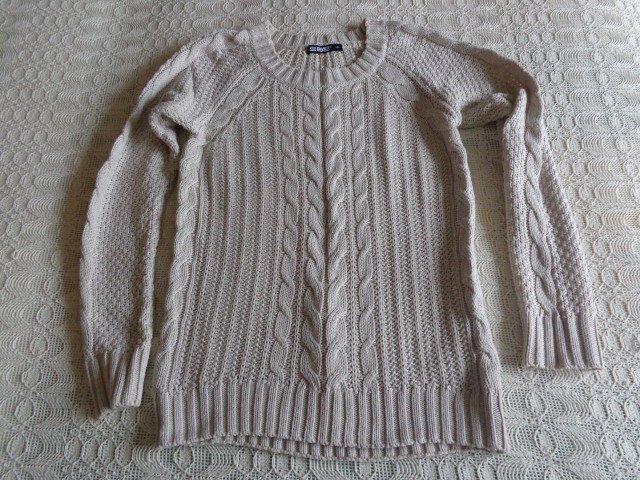 #Pullover, Mustermix, Strickpullover, Gr. XS, Rundhals, naturfarben