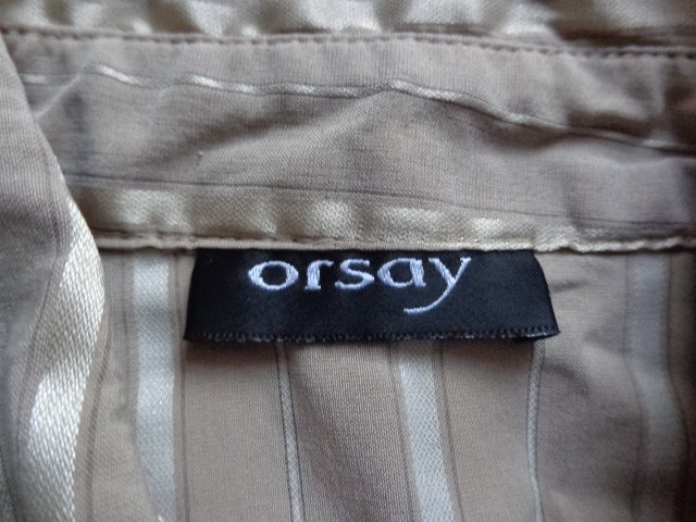 #Bluse Langarm Gr. 34 bzw. ca. Gr. XS beige, in sich gestreift, Orsay