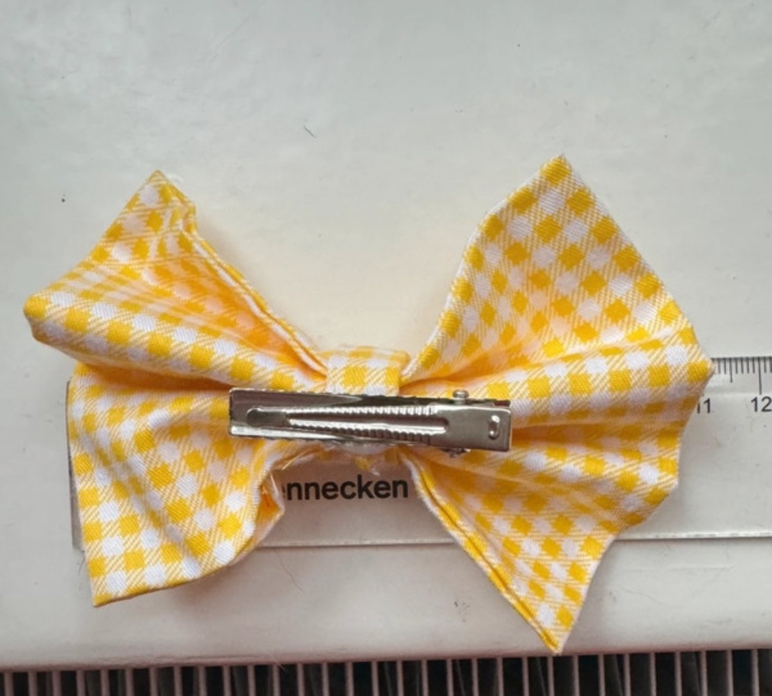 Haarschleife Karo gelb