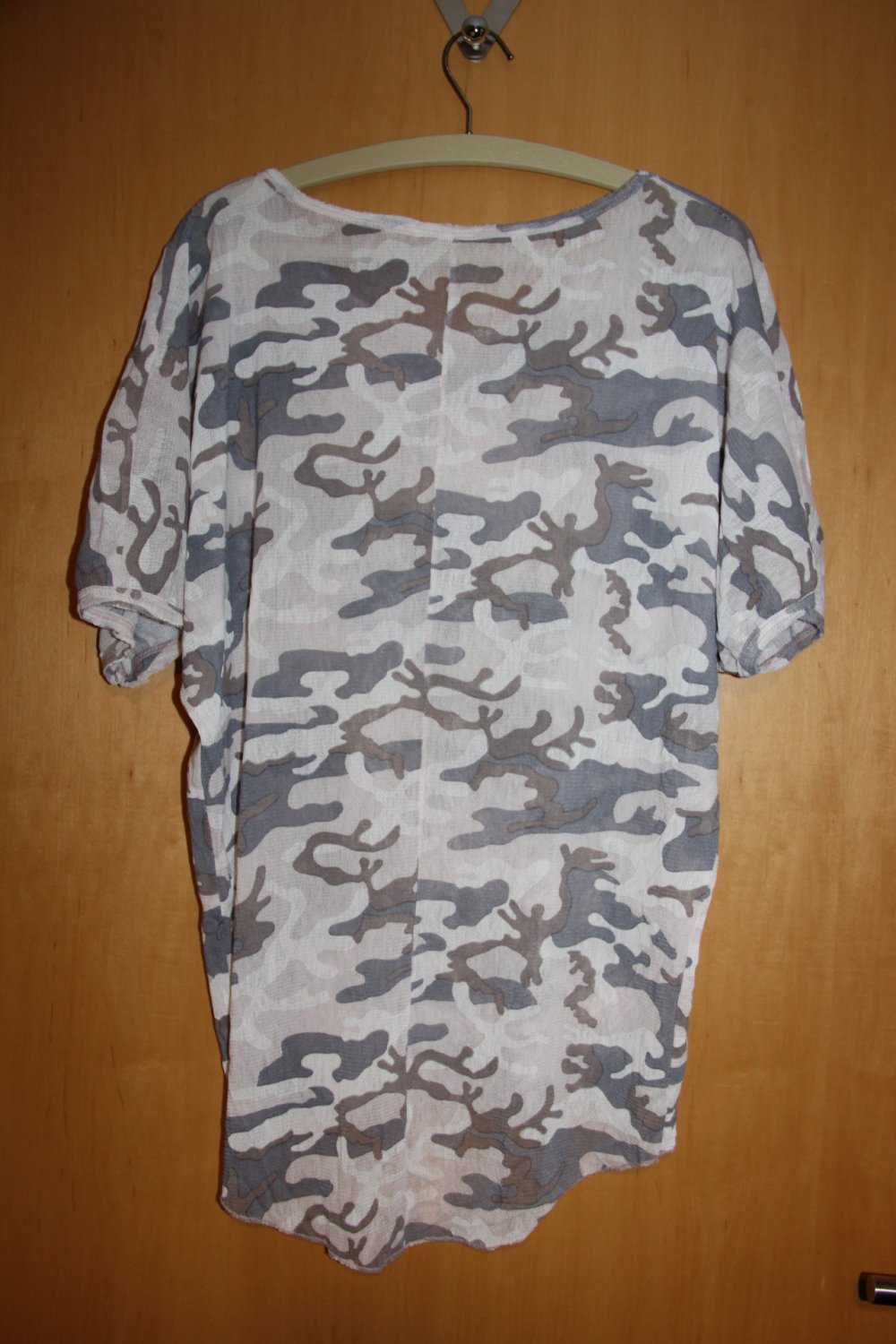 Shirt mit Tarnmuster Netzshirt beige braun grau Gr. 46