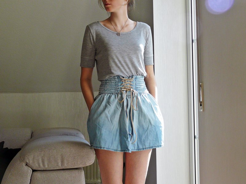 Ausgestellter Jeansrock mit Schnürung | Fishbone