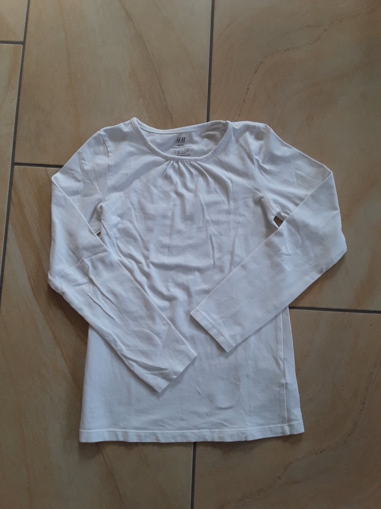 weißes Langarmshirt 122/128 von H&M