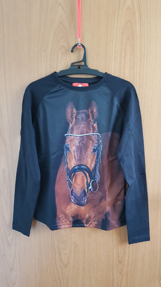 schwarzes, ungetragenes Langarmshirt in Gr. 164 von Red Horse (nur gewaschen)