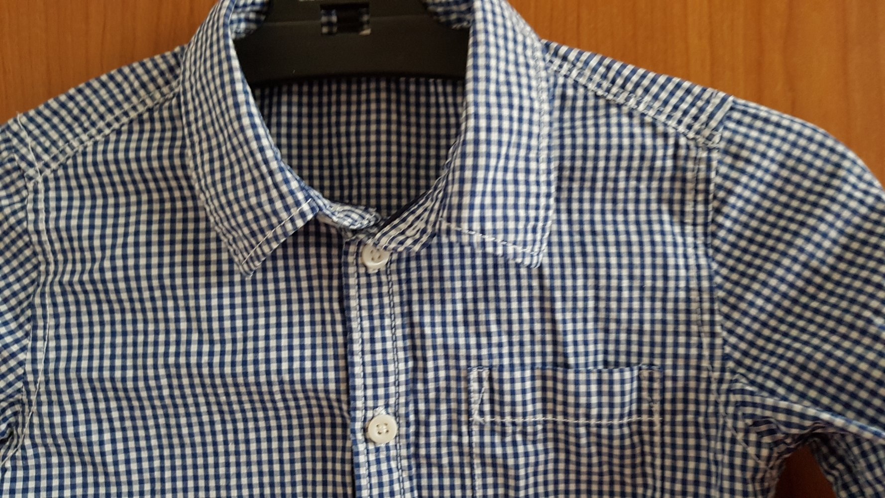 weiß-blau, kariertes Hemd Gr. 104 von H&M