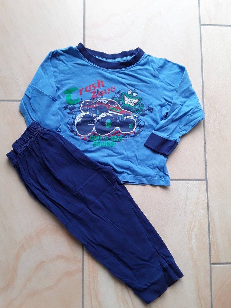 blauer, dünner, langer Schlafanzug in Gr. 86