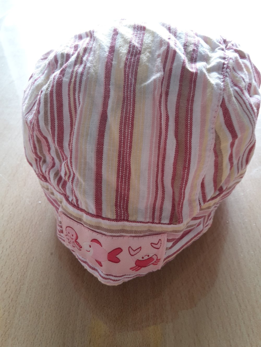 dünne gestreifte Sommermütze mit Nackenschutz in Gr. 49-51 von Bobo