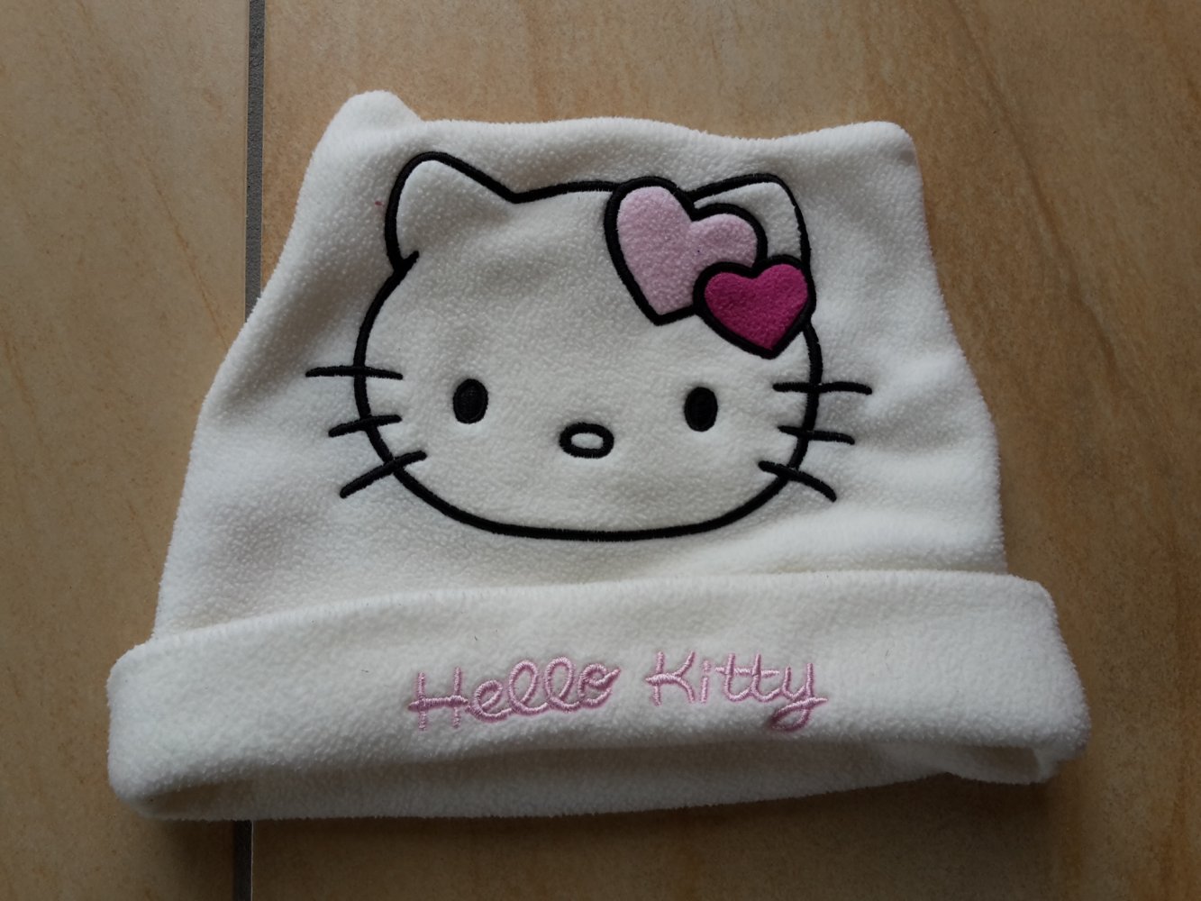 weiße Fleecemütze Hello Kitty in Gr. 52-54 von C&A