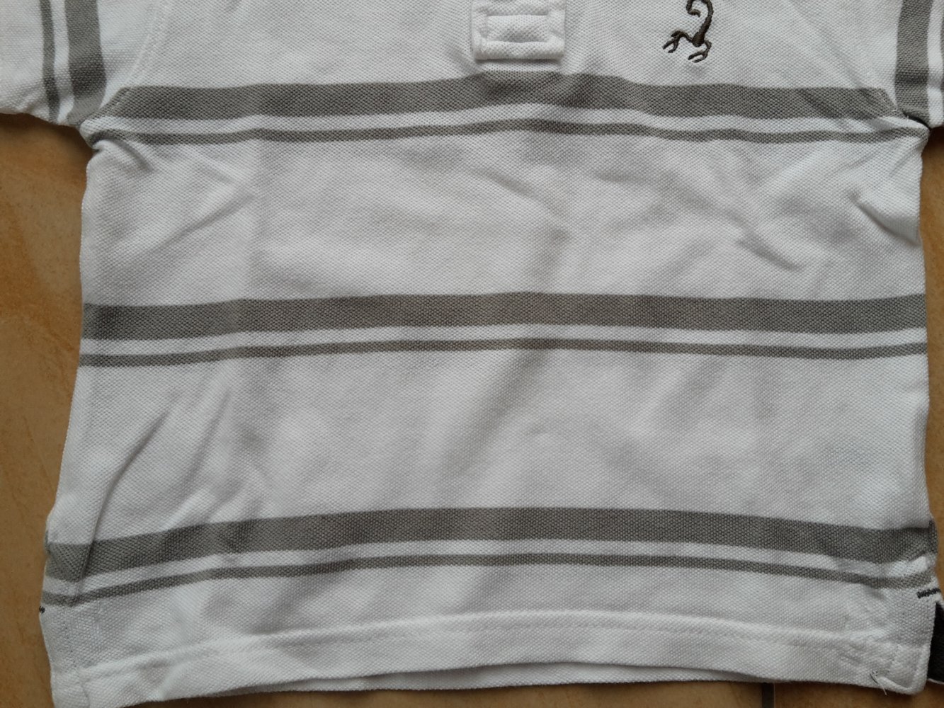 weiß-grau gestreiftes Poloshirt in Gr. 86 von Palomino