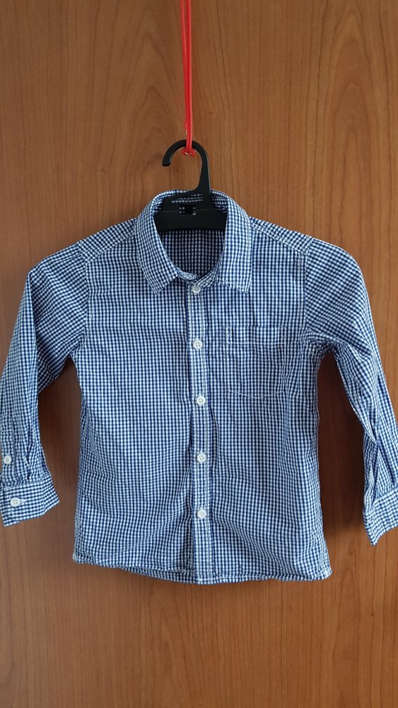 weiß-blau, kariertes Hemd Gr. 104 von H&M