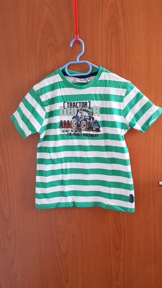 grün-weiß gestreiftes T-Shirt Gr. 128/134 von Salt and Pepper