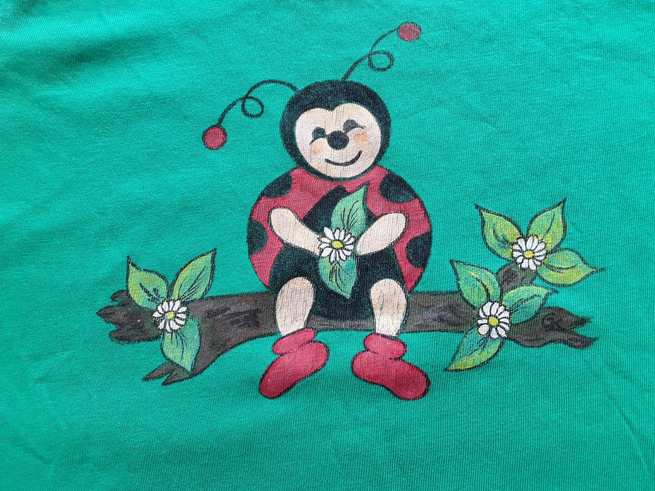 grünes handbemaltes T-Shirt in Gr. 92