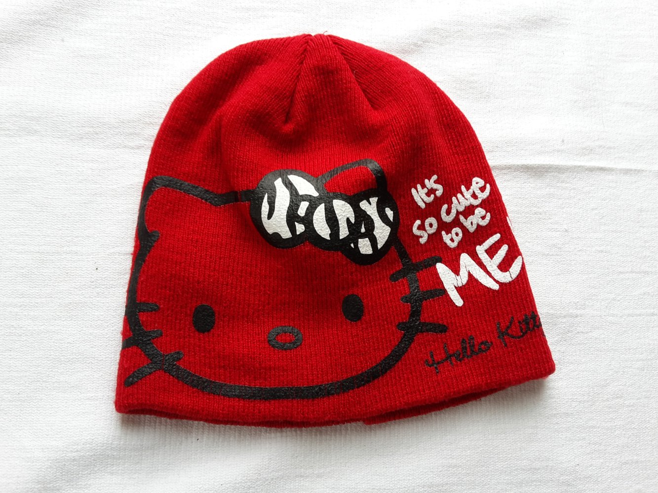 rote Hello Kitty Mütze in Gr. 54