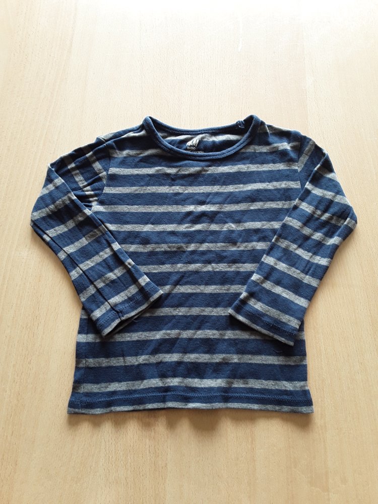 dunkelblau-grau gestreiftes Langarmshirt in Gr. 92 von H&M