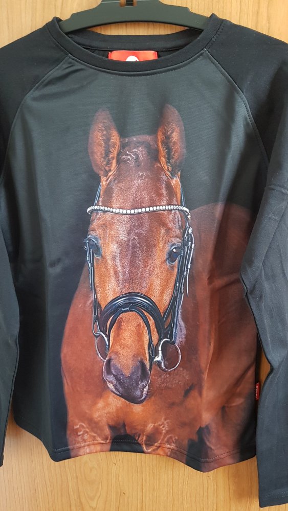 schwarzes, ungetragenes Langarmshirt in Gr. 164 von Red Horse (nur gewaschen)