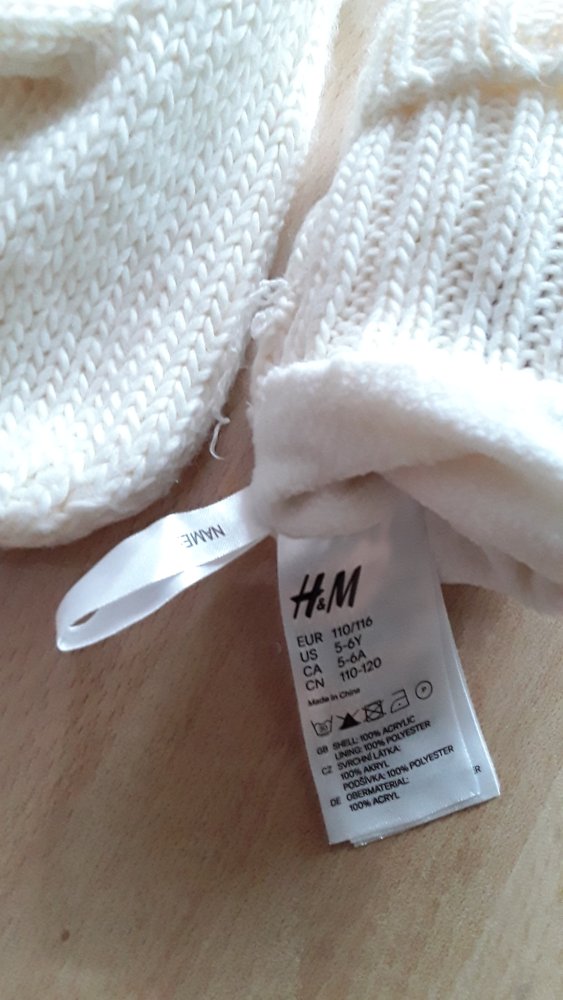 cremefarbene Handschuhe in Gr. 110/116 von H&M