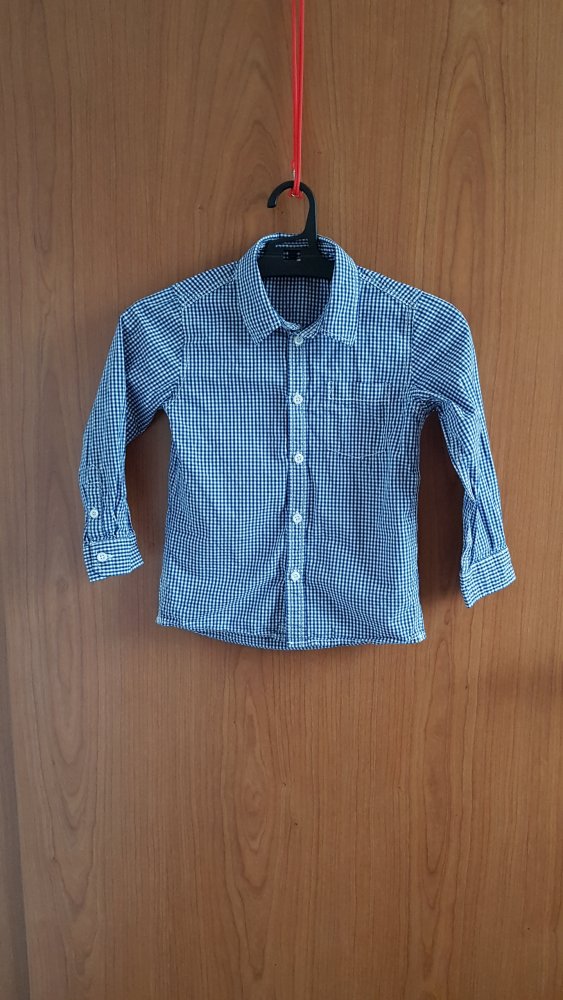 weiß-blau, kariertes Hemd Gr. 104 von H&M
