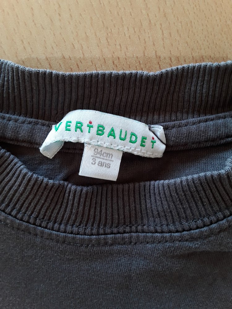 dunkelgraues Langarmshirt in Gr. 92 (94) von vertbaudet