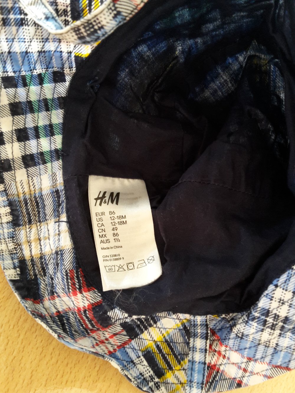 karierter Sommerhut / Fischhut in Gr. 86 von H&M