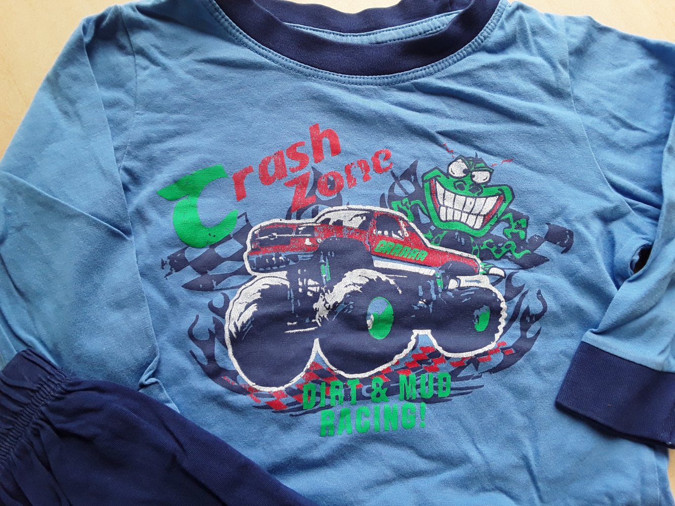 blauer, dünner, langer Schlafanzug in Gr. 86