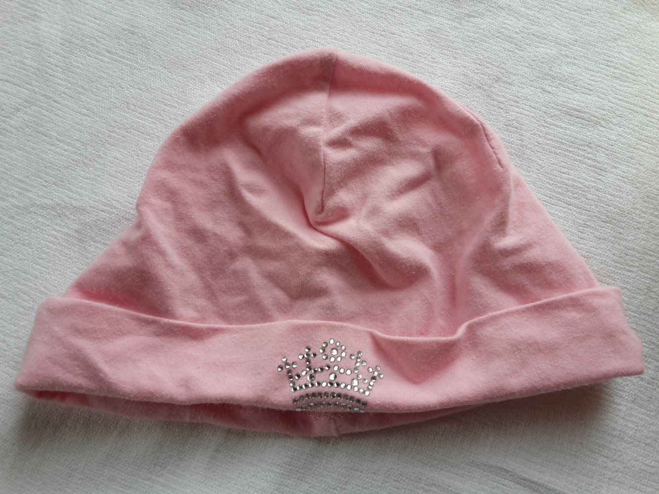 rosa Mütze mit Glitzersteinen in Gr. 98
