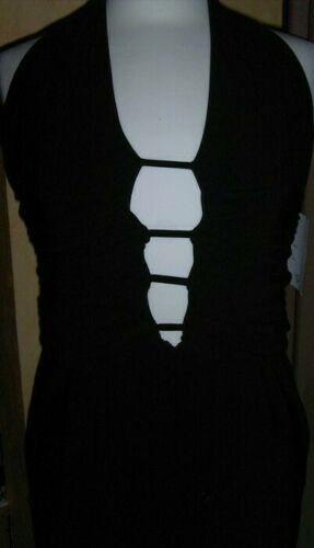 Ausgefallenes Bodycon Kleid schwarz Bondage 36 38 40 S M Bänder Cut out 50er Steampunk Goth Fetish WGT  