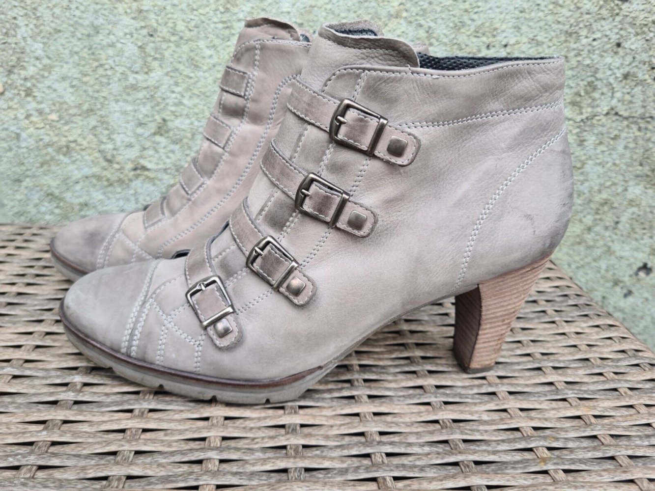 *** Weiche ~ Echtleder ~ Stiefeletten ~ Hosenschuh ~ Schattiert ***