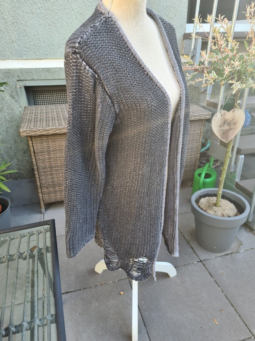 *** Ausgefallene Strick Jacke ~ Grobstrick ~ Schattiert ~ Gewollte Löcher ***