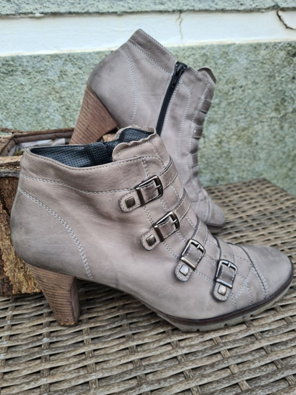 *** Weiche ~ Echtleder ~ Stiefeletten ~ Hosenschuh ~ Schattiert ***