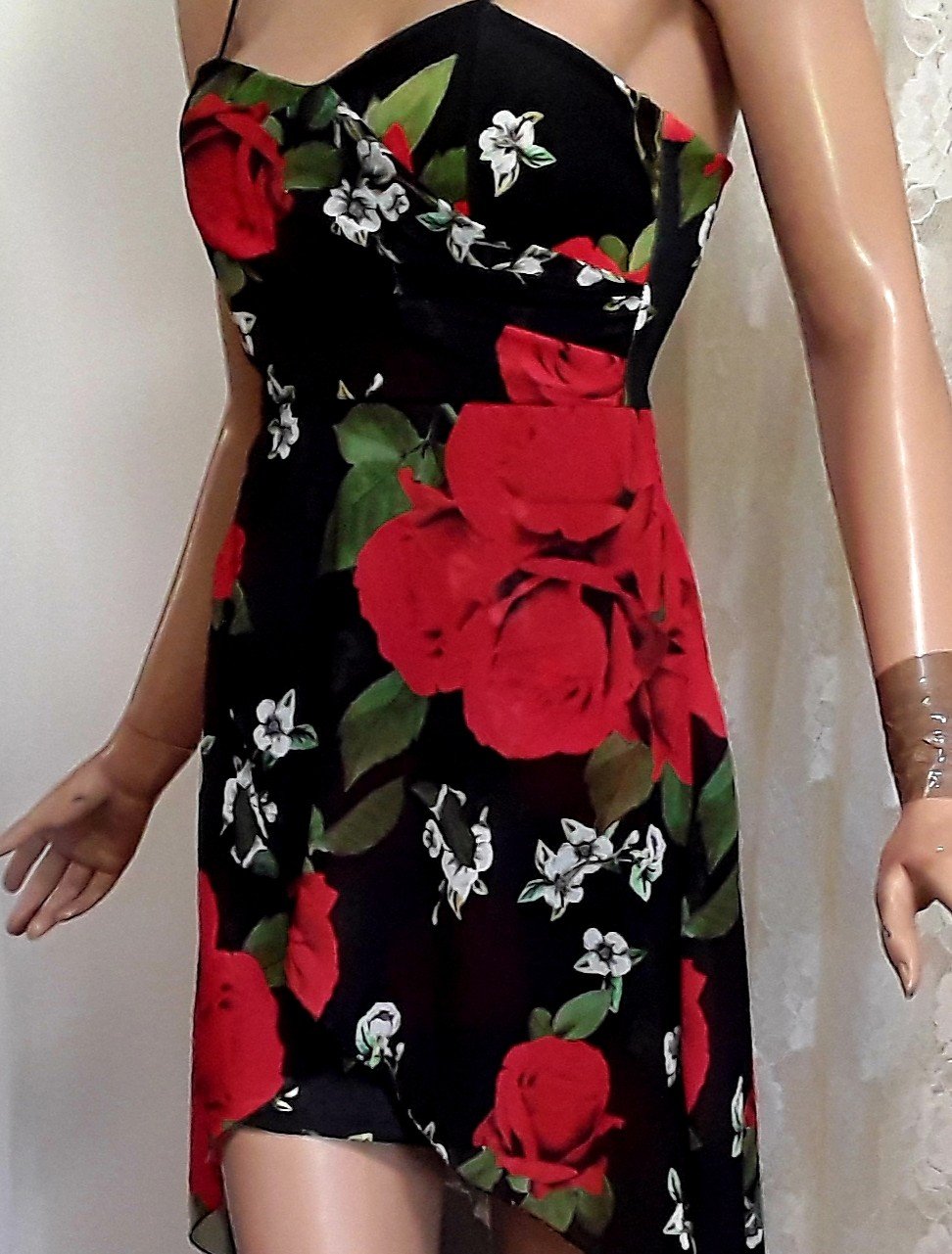 Vokuhila- Rosenkleid Gr.34/36