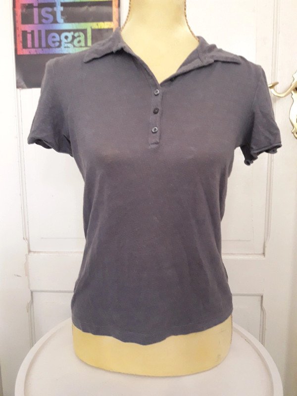 Leinen Poloshirt grau dunkelgrau Leinenshirt