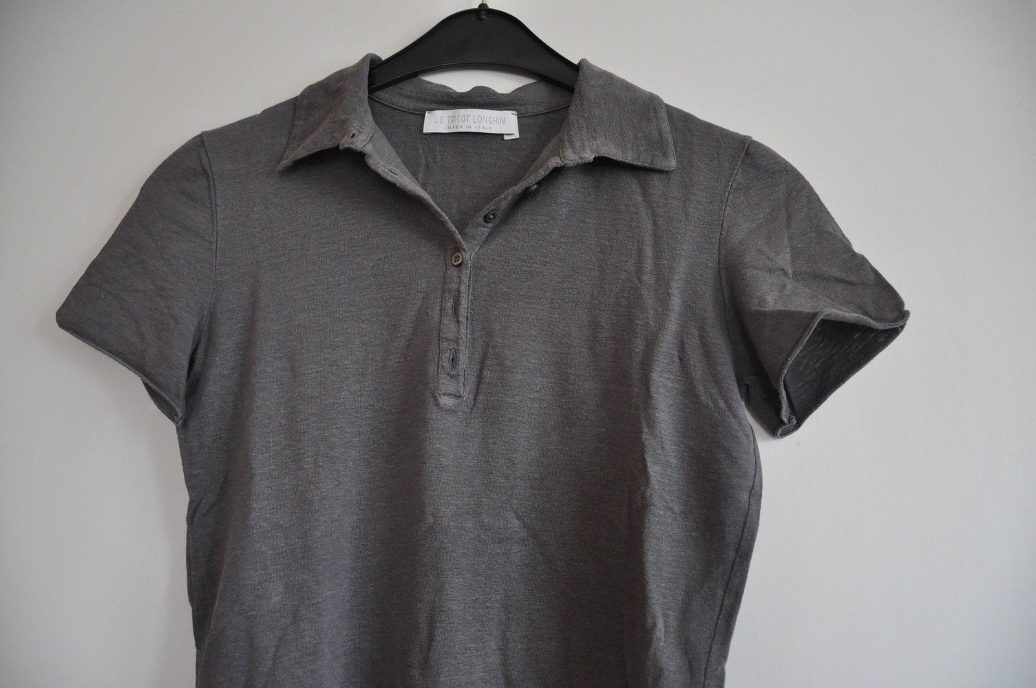 Leinen Poloshirt grau dunkelgrau Leinenshirt