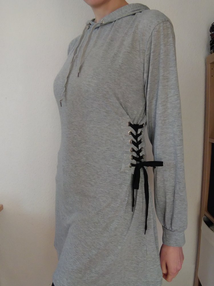 Hoodie Kleid grau Schnürung neu