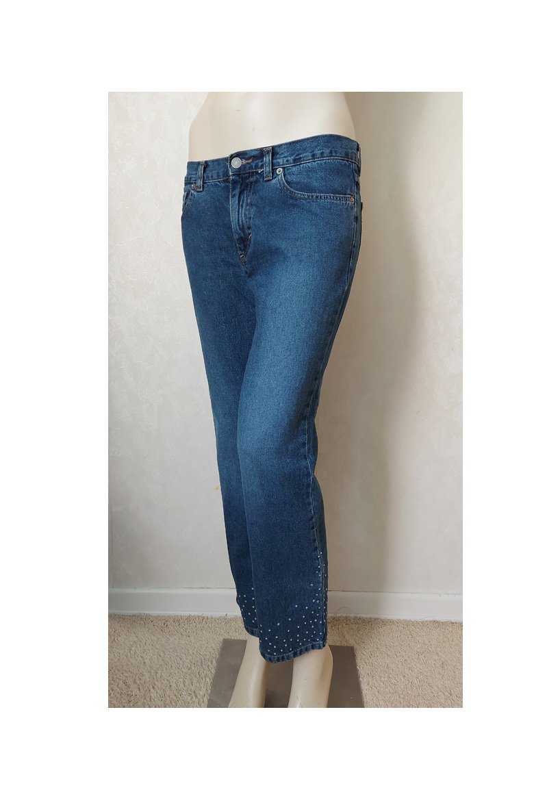 Blue Jeans ~ Sisley ~ Strass ~ gerades Bein ~ Hose