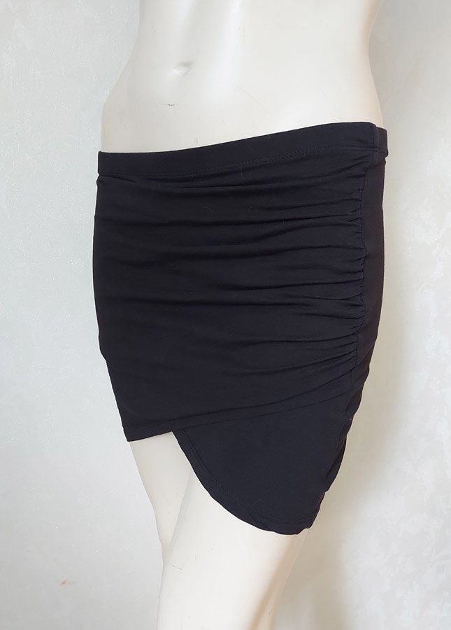 Minirock ~ Gerafft ~ Wickeloptik ~ S ~ 36/38 ~ schwarz ~ kurz