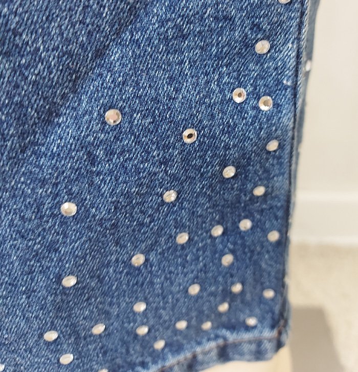 Blue Jeans ~ Sisley ~ Strass ~ gerades Bein ~ Hose