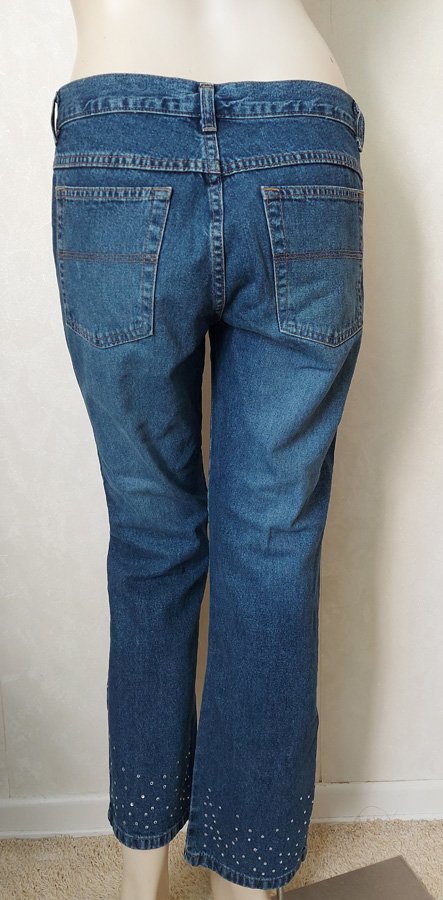 Blue Jeans ~ Sisley ~ Strass ~ gerades Bein ~ Hose