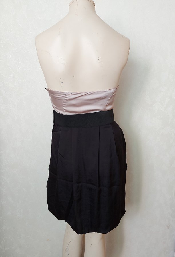 Satin Minikleid mit Taschen ~ Beige/Gold ~ 36 ~ Ballon