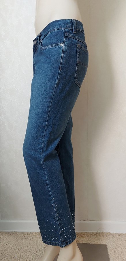 Blue Jeans ~ Sisley ~ Strass ~ gerades Bein ~ Hose