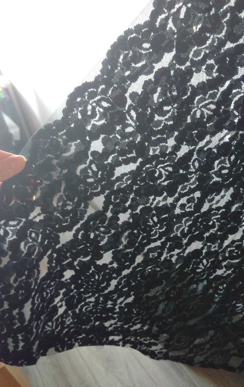 Edles Vintage Schwarzes Spitzen Midi/ Maxi Kleid 38 S-M Damen