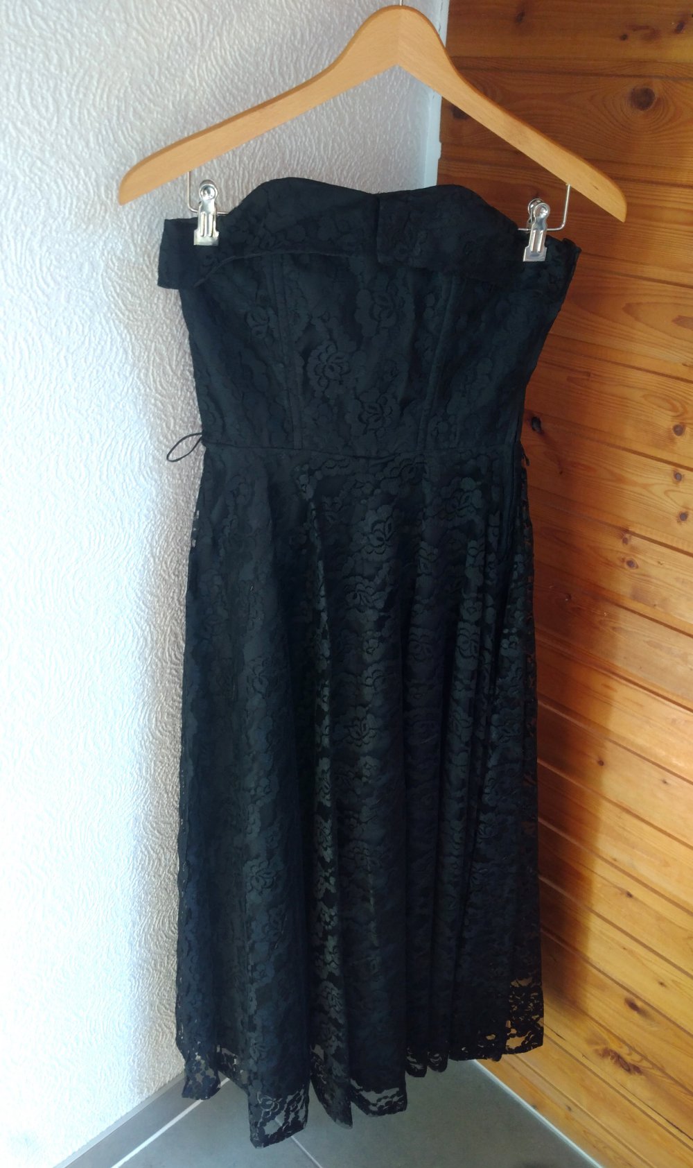 Edles Vintage Schwarzes Spitzen Midi/ Maxi Kleid 38 S-M Damen
