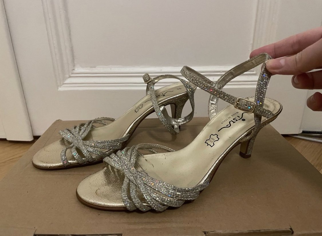 Silberne Glitzersandalen von Vista, Gr. 37