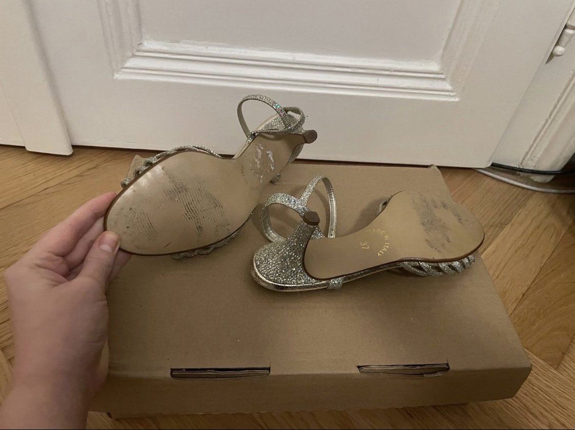 Silberne Glitzersandalen von Vista, Gr. 37