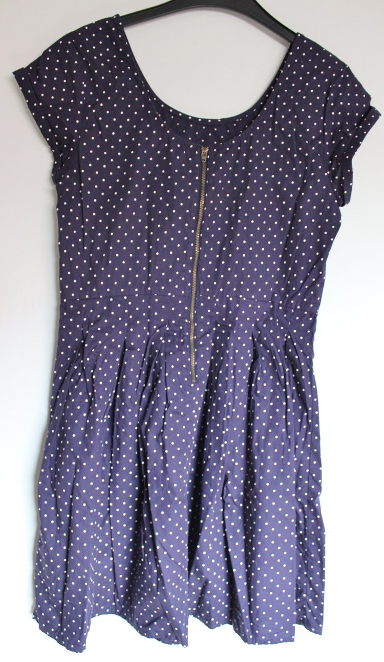 Maritimes Sommerkleid, Blau-Weiß gepunktet, Gr. 40