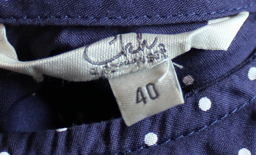 Maritimes Sommerkleid, Blau-Weiß gepunktet, Gr. 40