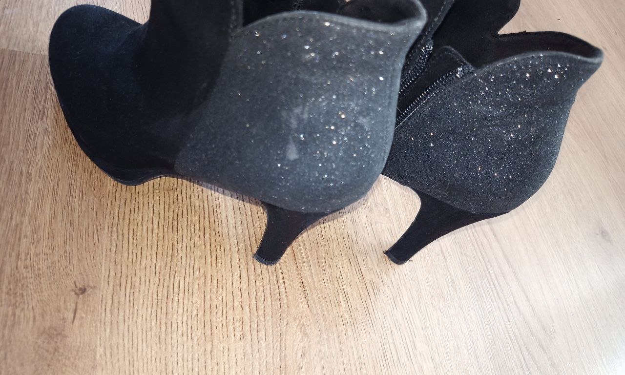 Stiefeletten Schwarz, Glitzer 37