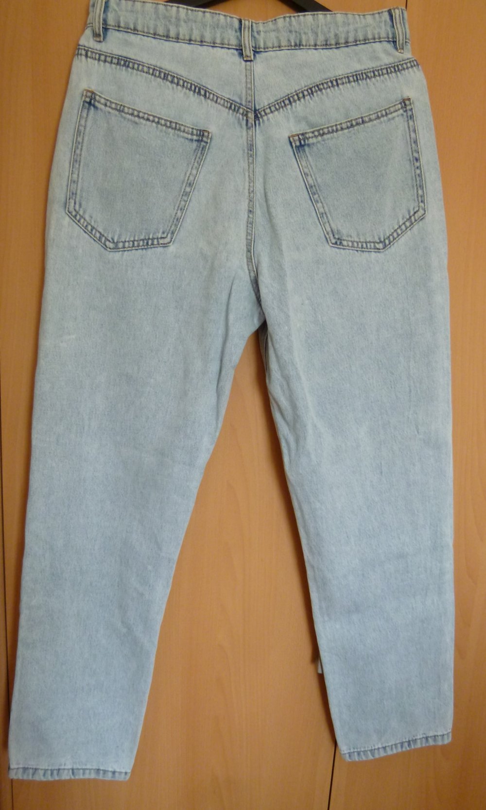 Lange hellblaue Mom-Jeans, Größe XL